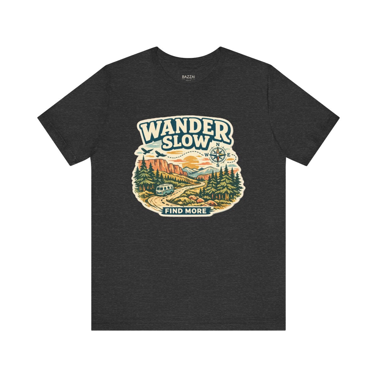 Slow Travel T-Shirt — Wander Slow, Find More — travel wanderer t-shirt design by Reggie