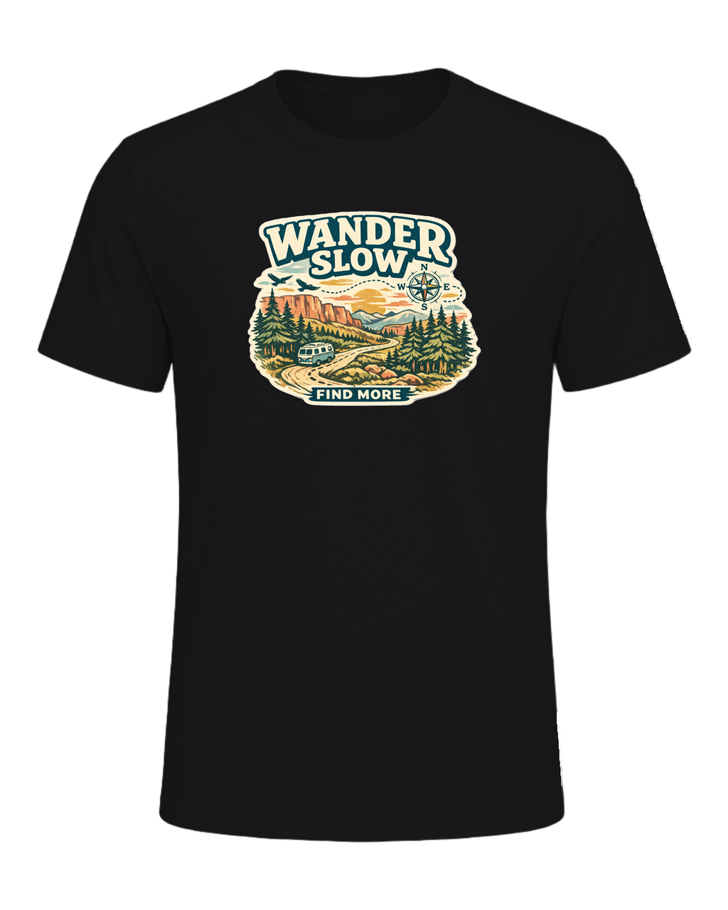 Wander Slow, Find More Tee — Dark Grey Heather