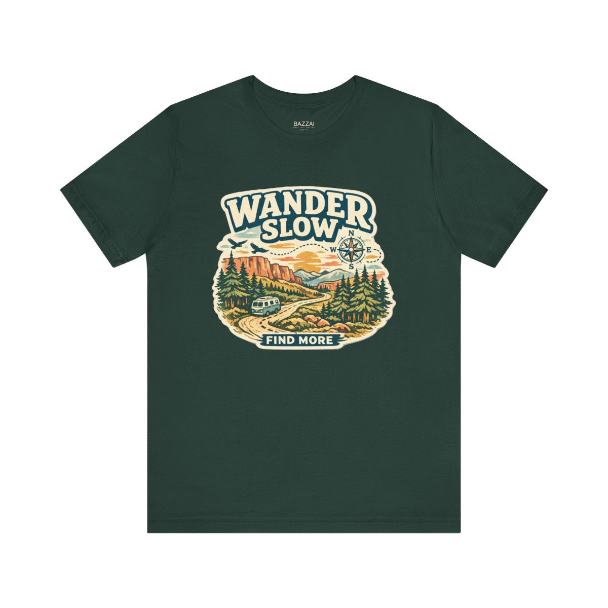Slow Travel T-Shirt — Wander Slow, Find More — travel wanderer t-shirt design by Reggie