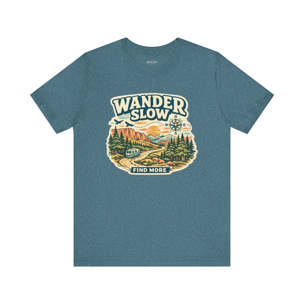 Slow Travel T-Shirt — Wander Slow, Find More — travel wanderer t-shirt design by Reggie