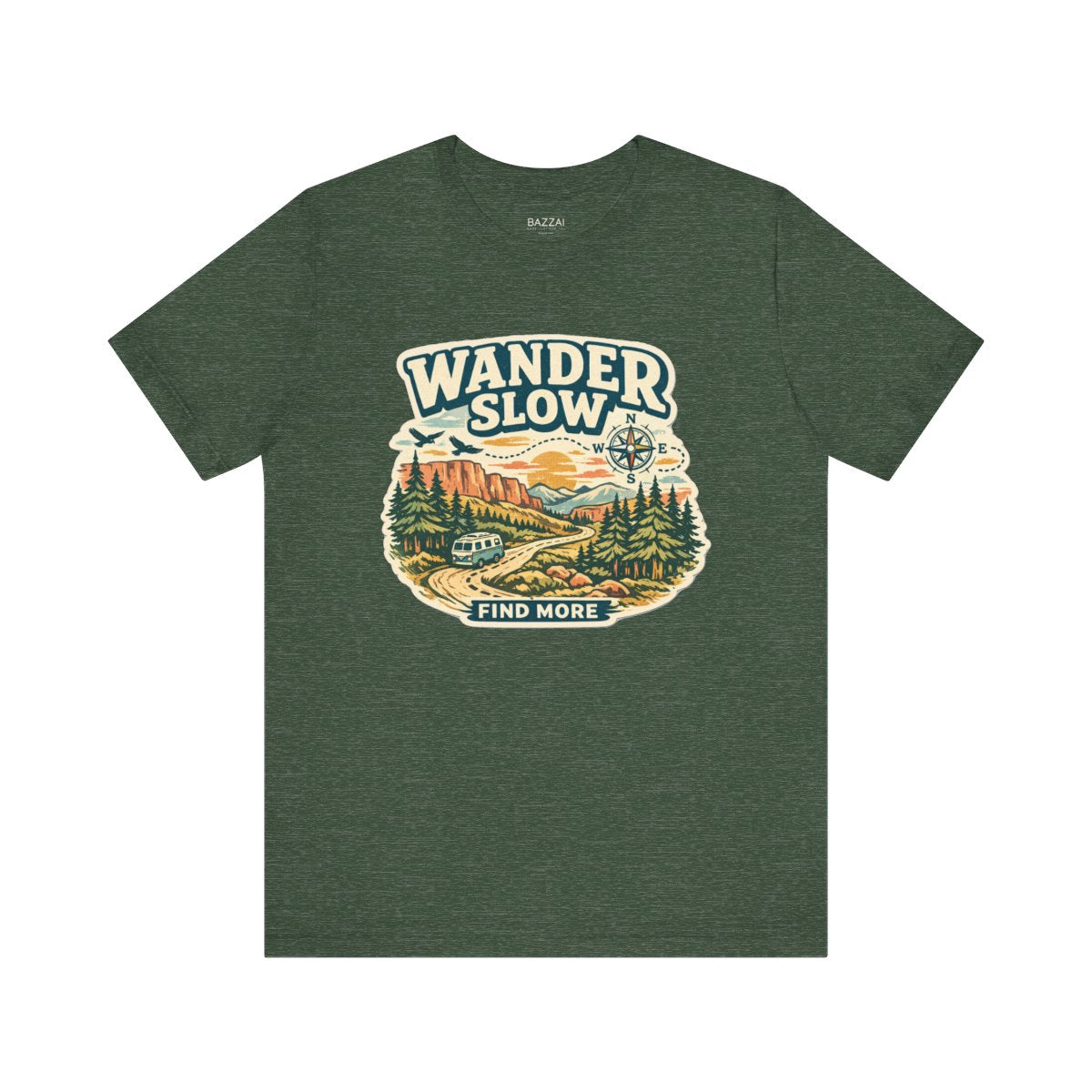 Slow Travel T-Shirt — Wander Slow, Find More — travel wanderer t-shirt design by Reggie