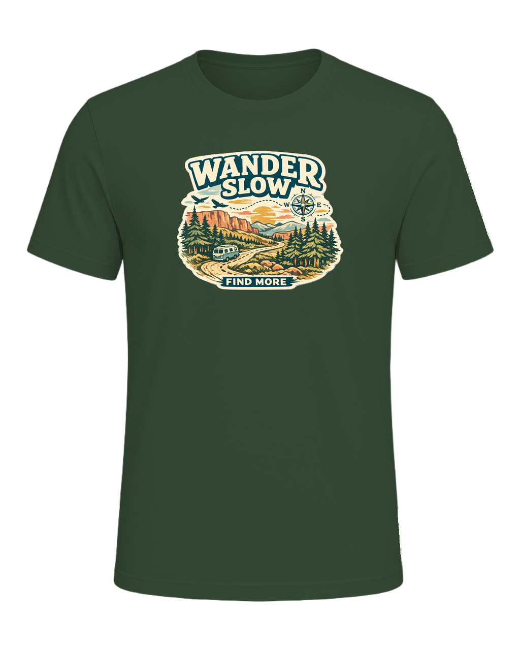 Wander Slow, Find More Tee — Heather Forest