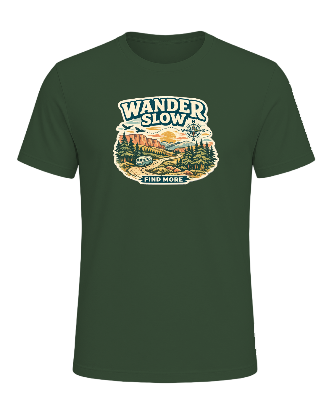 Wander Slow, Find More Tee — Heather Forest