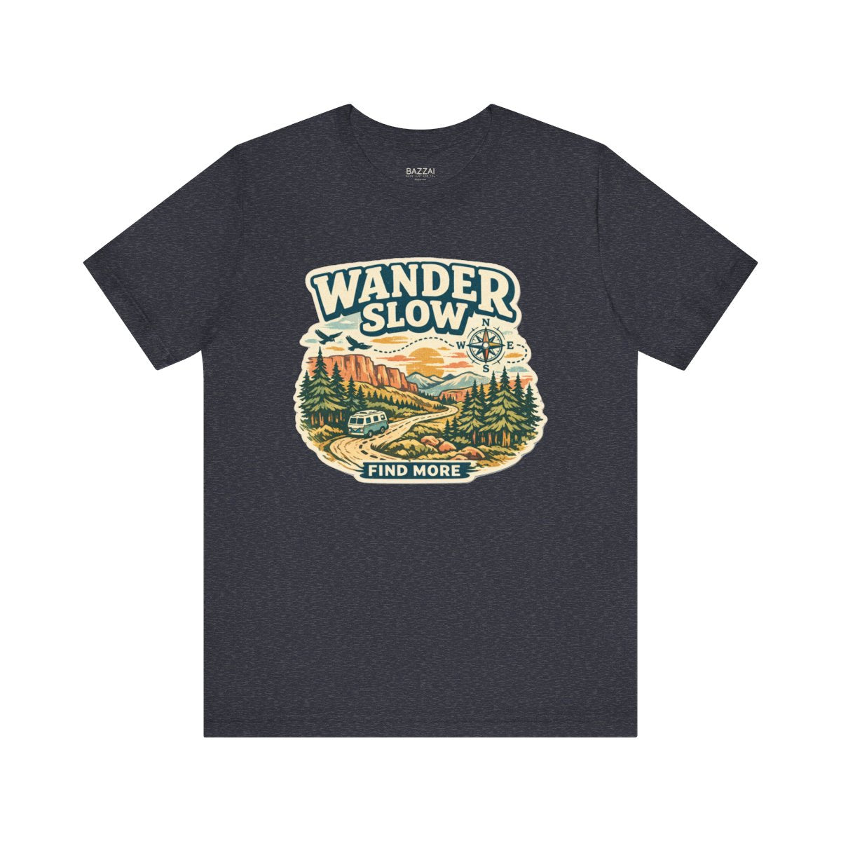 Slow Travel T-Shirt — Wander Slow, Find More — travel wanderer t-shirt design by Reggie