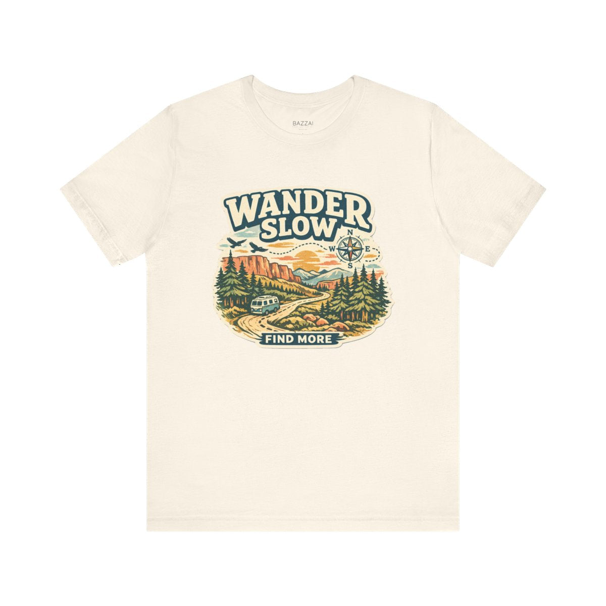 Slow Travel T-Shirt — Wander Slow, Find More — travel wanderer t-shirt design by Reggie