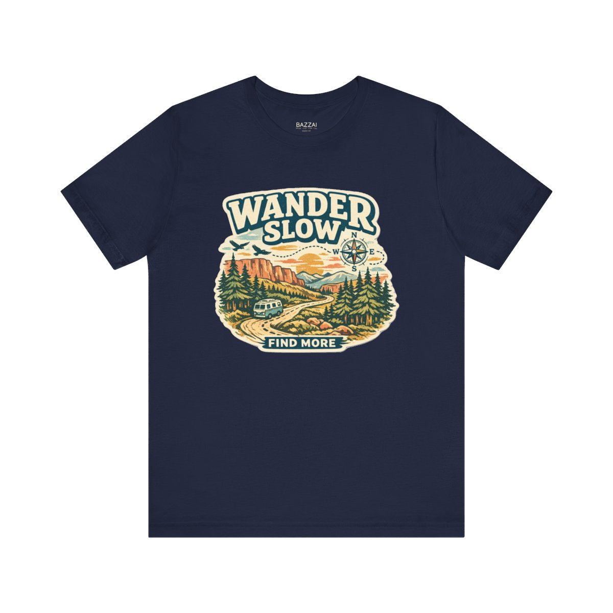 Slow Travel T-Shirt — Wander Slow, Find More — travel wanderer t-shirt design by Reggie