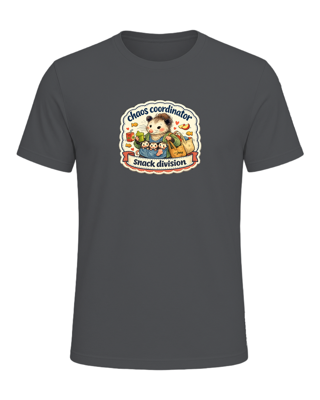 Chaos Coordinator, Snack Division Tee — Asphalt