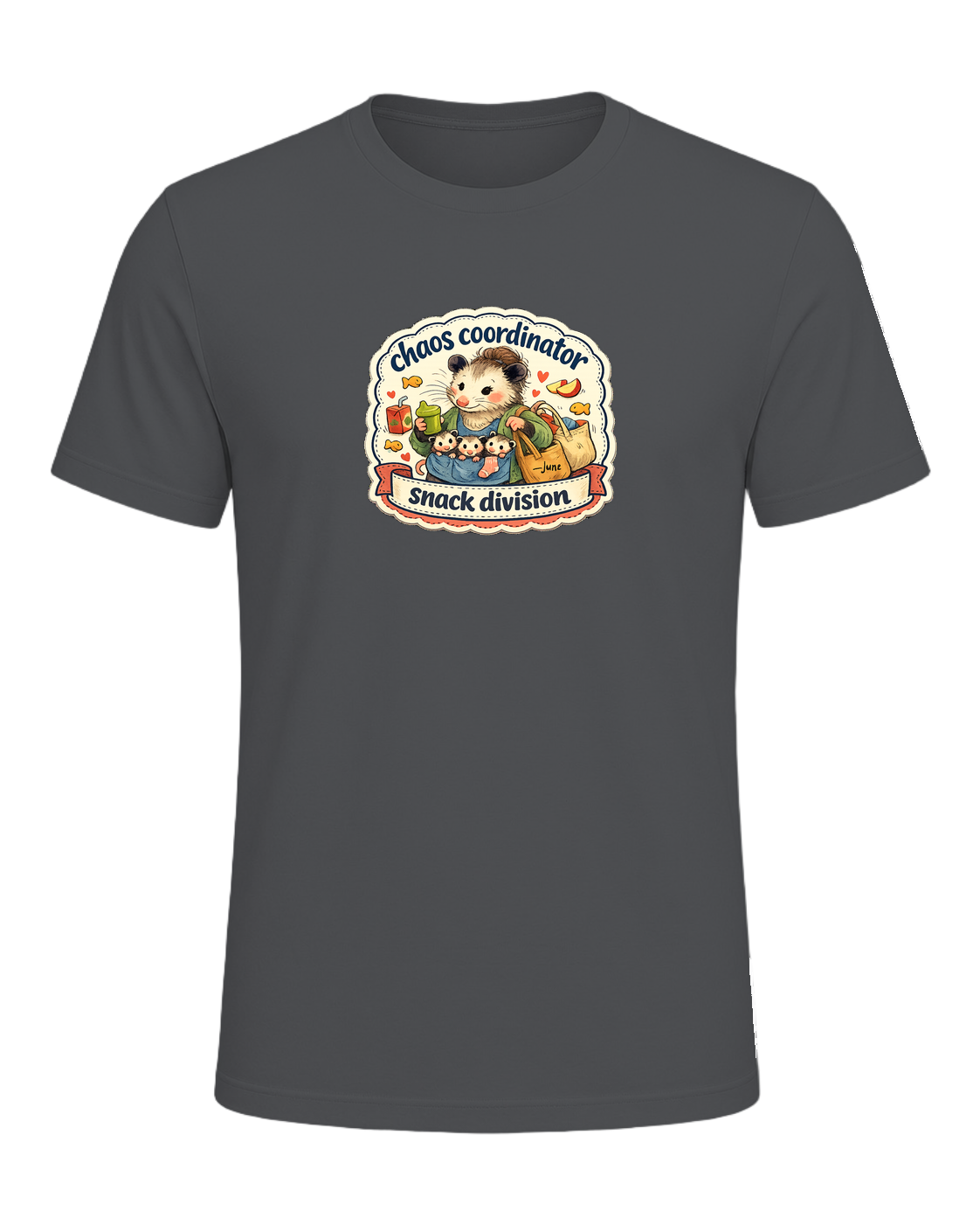Chaos Coordinator, Snack Division Tee — Asphalt