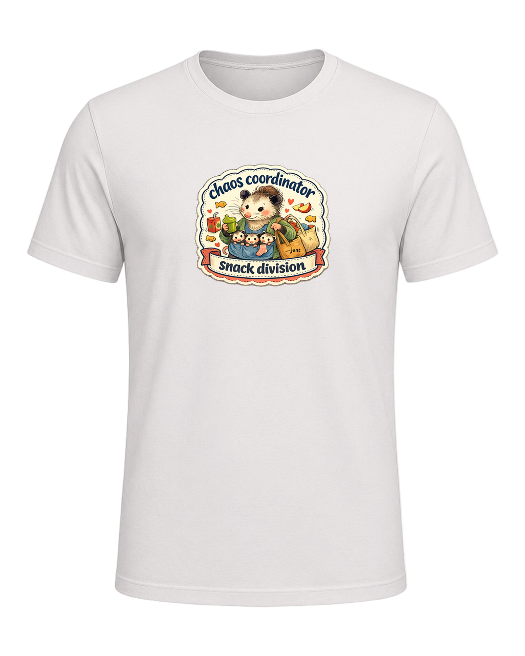 Chaos Coordinator, Snack Division Tee — Heather Cement
