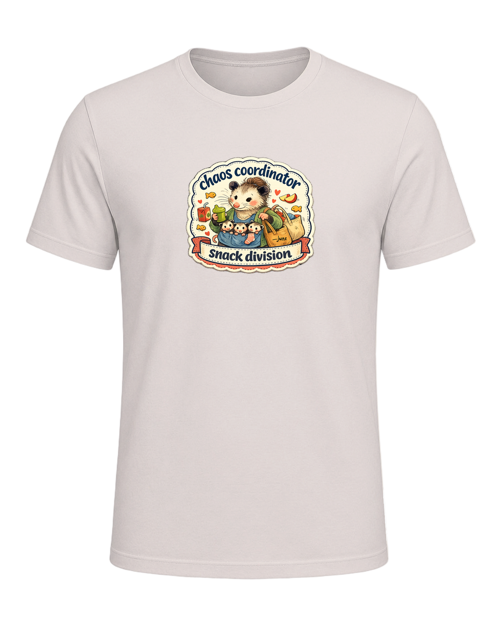 Chaos Coordinator, Snack Division Tee — Heather Dust