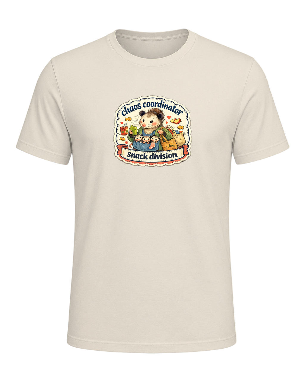 Chaos Coordinator, Snack Division Tee — Heather Prism Natural