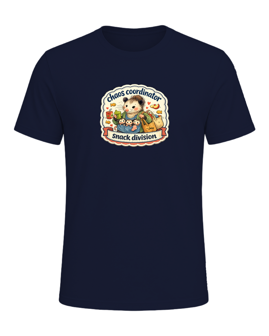 Chaos Coordinator, Snack Division Tee — Navy