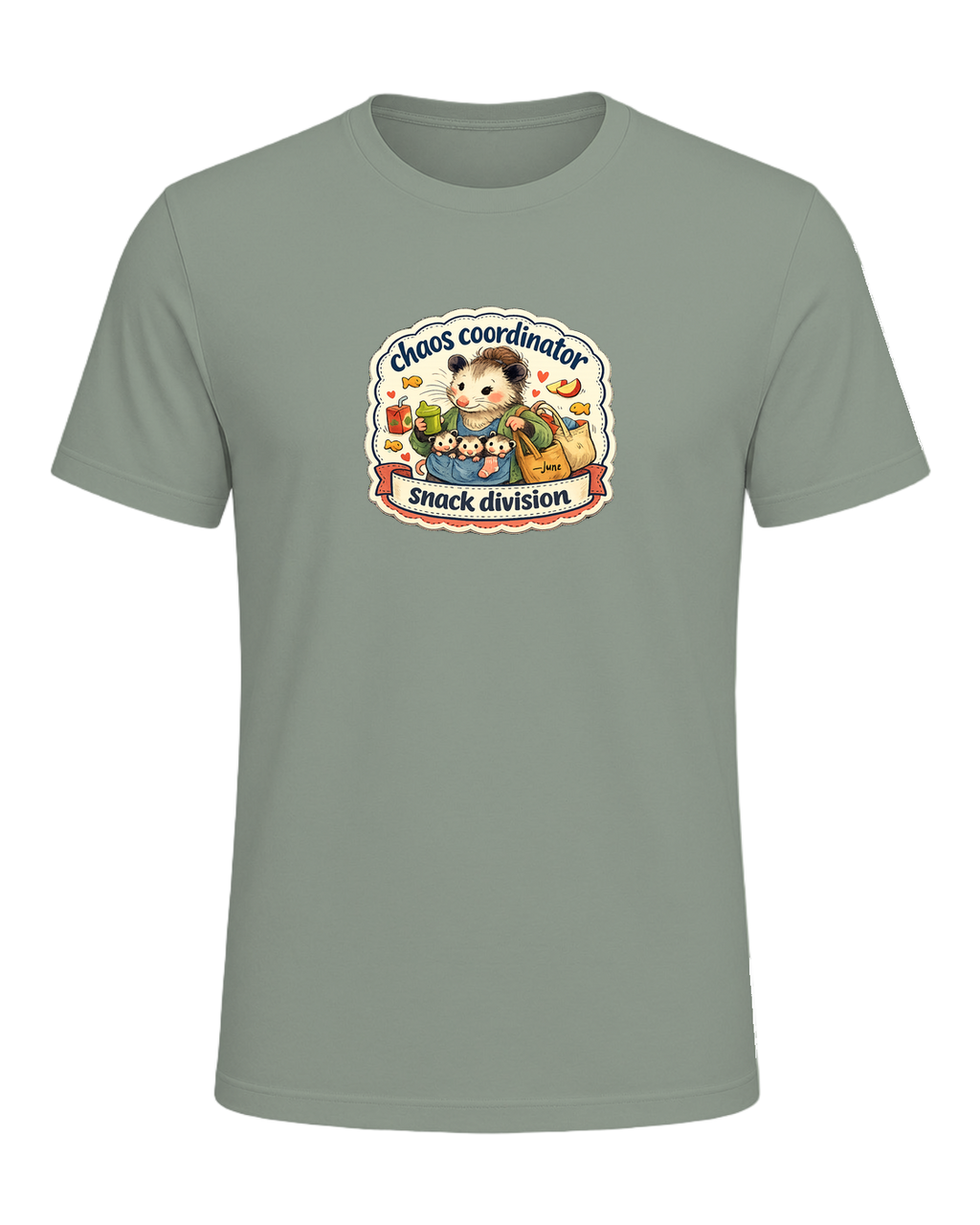 Chaos Coordinator, Snack Division Tee — Sage