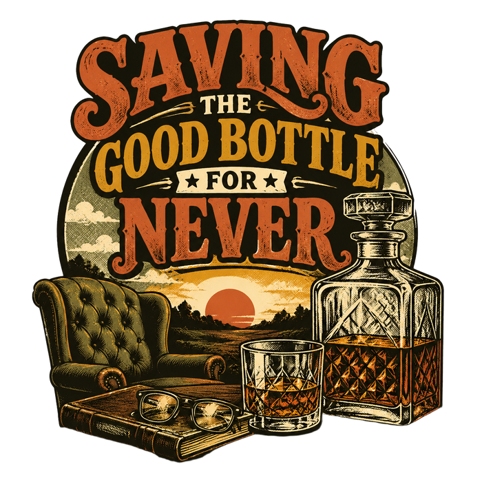 SAVING THE GOOD BOTTLE FOR NEVER — Illustrated Tee