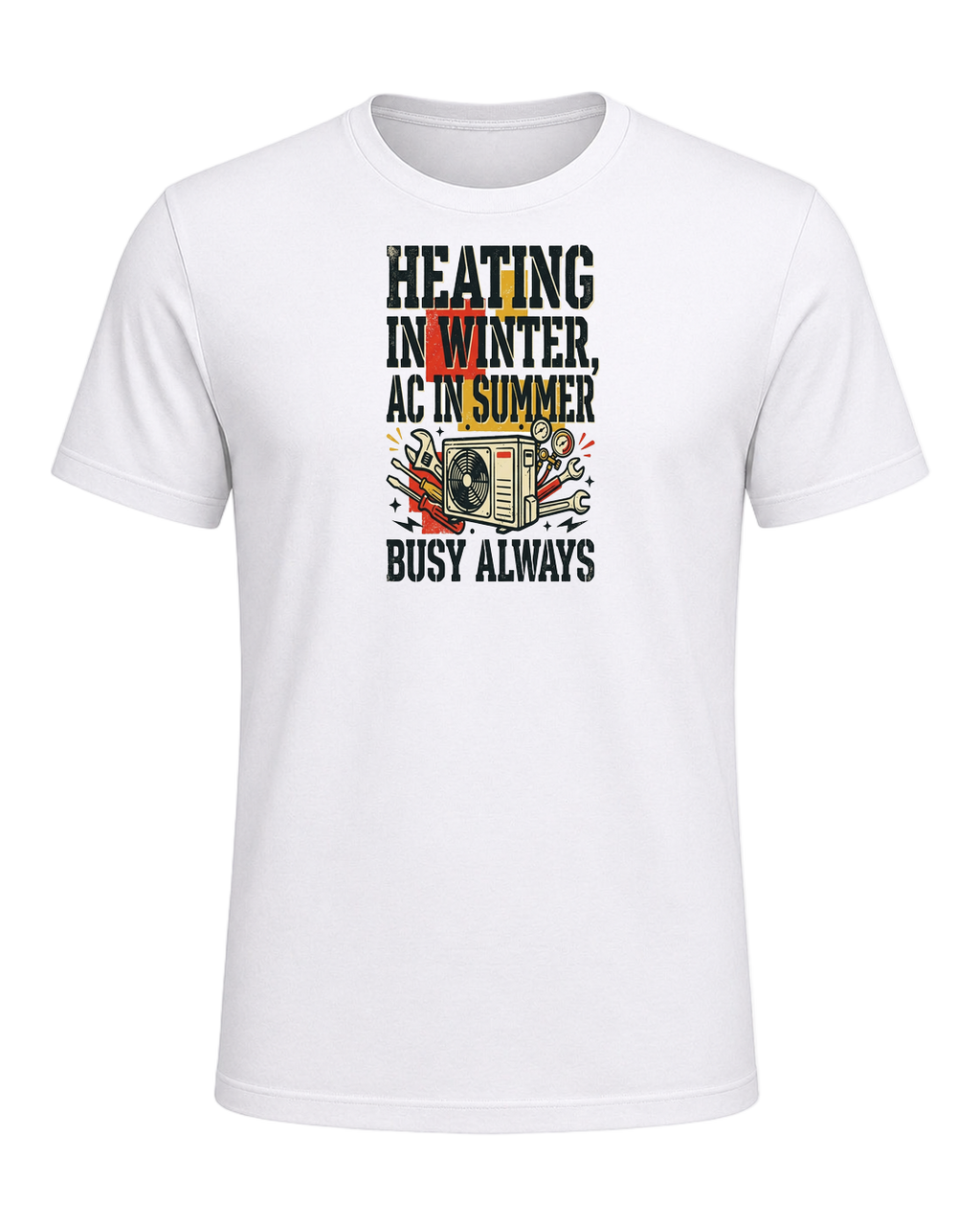 Heating in winter, AC in summer, busy always — White