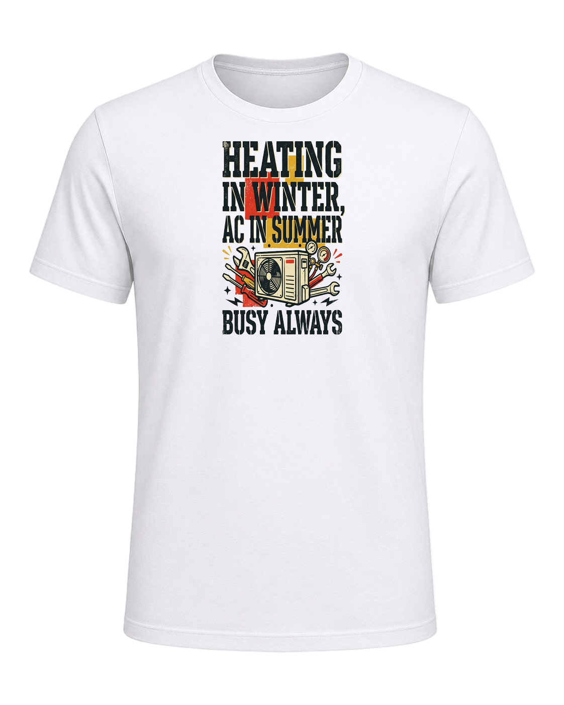 Heating in winter, AC in summer, busy always — White