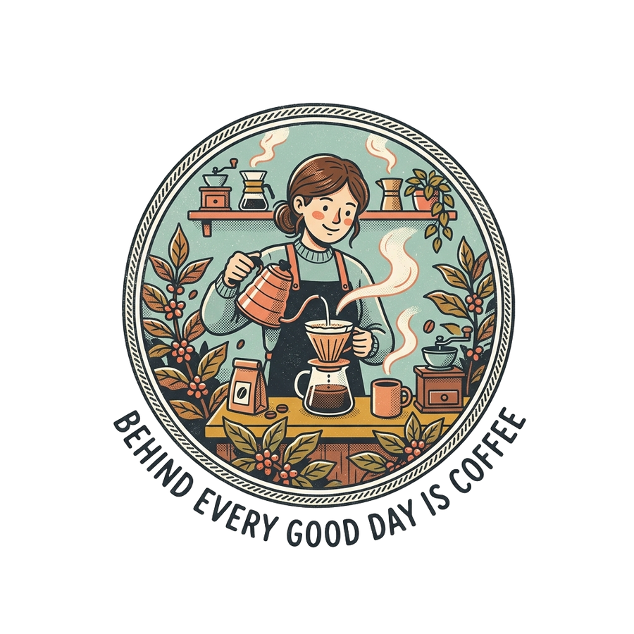 Coffee Lover T-Shirt — Behind Every Good Day Is Coffee