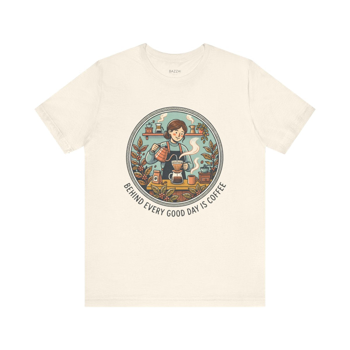 Coffee Lover T-Shirt — Behind Every Good Day Is Coffee — coffees t-shirt design