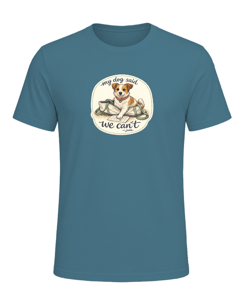 A cozy hand-drawn dog mom tee for anyone whose plans require tiny paw approval. — Heather Deep Teal