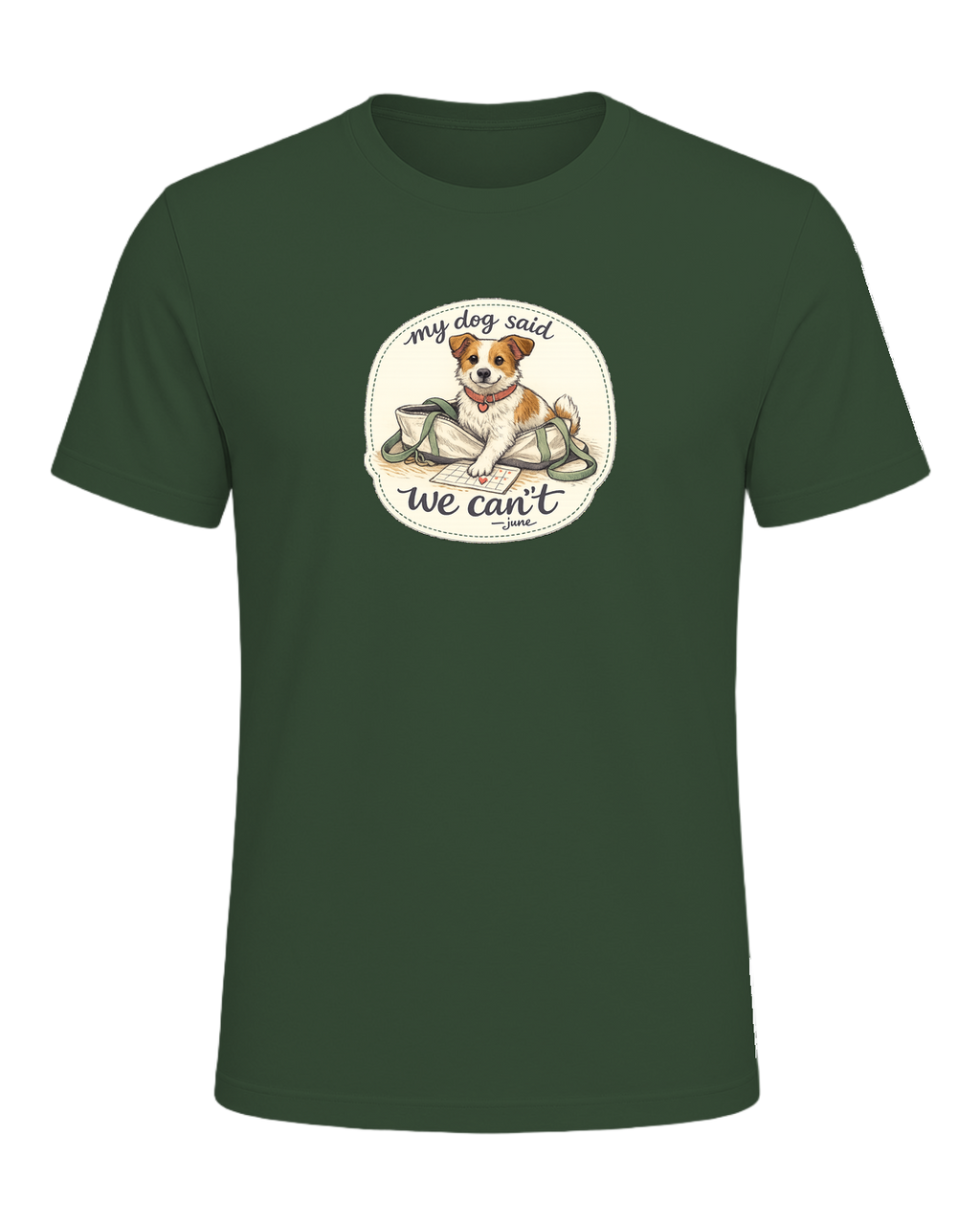 A cozy hand-drawn dog mom tee for anyone whose plans require tiny paw approval. — Heather Forest