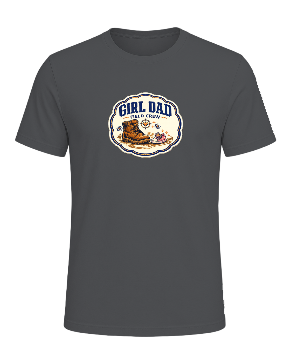 Girl Dad Field Crew Tee — Asphalt