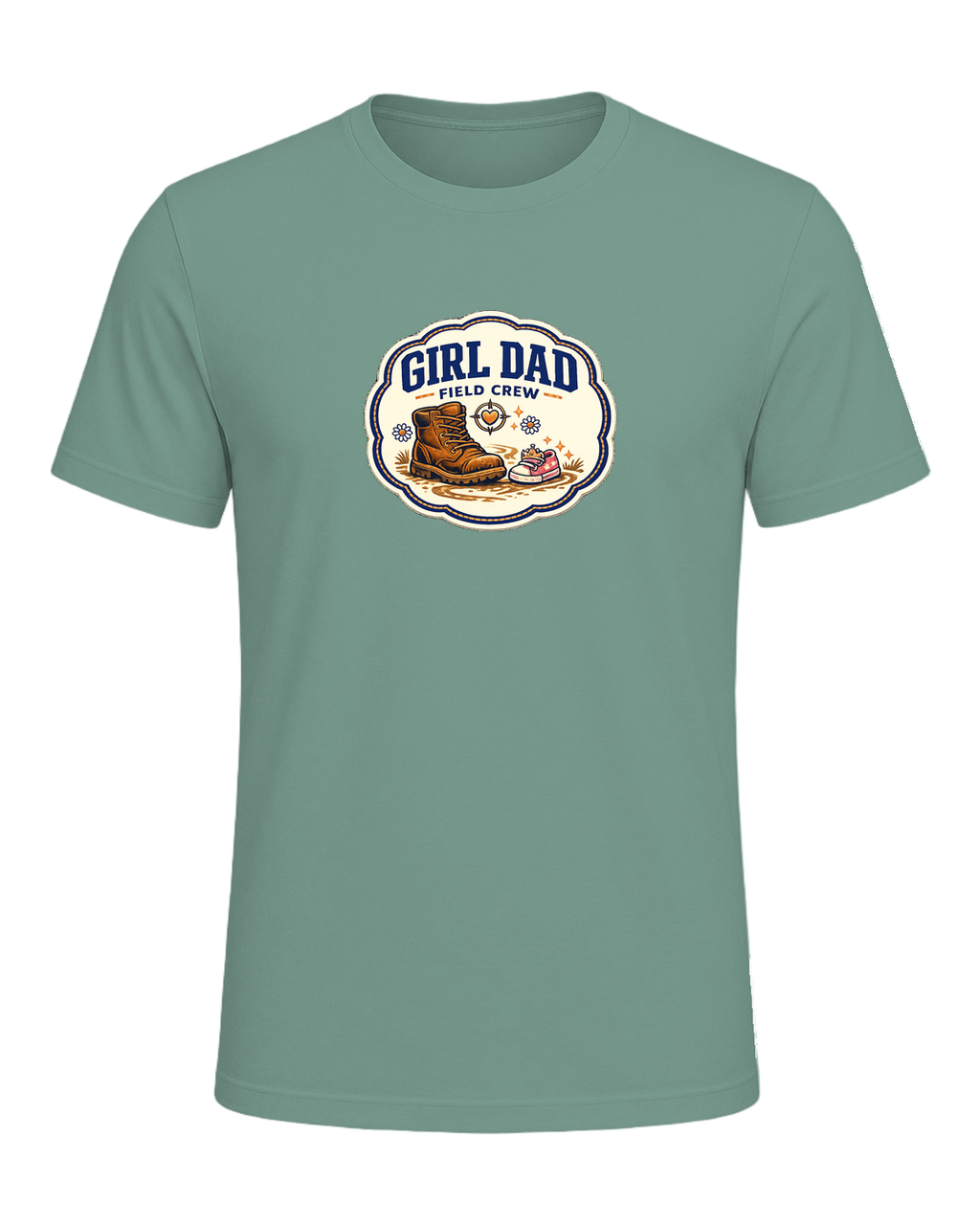 Girl Dad Field Crew Tee — Heather Dusty Blue