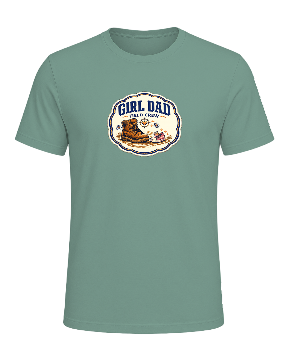Girl Dad Field Crew Tee — Heather Dusty Blue