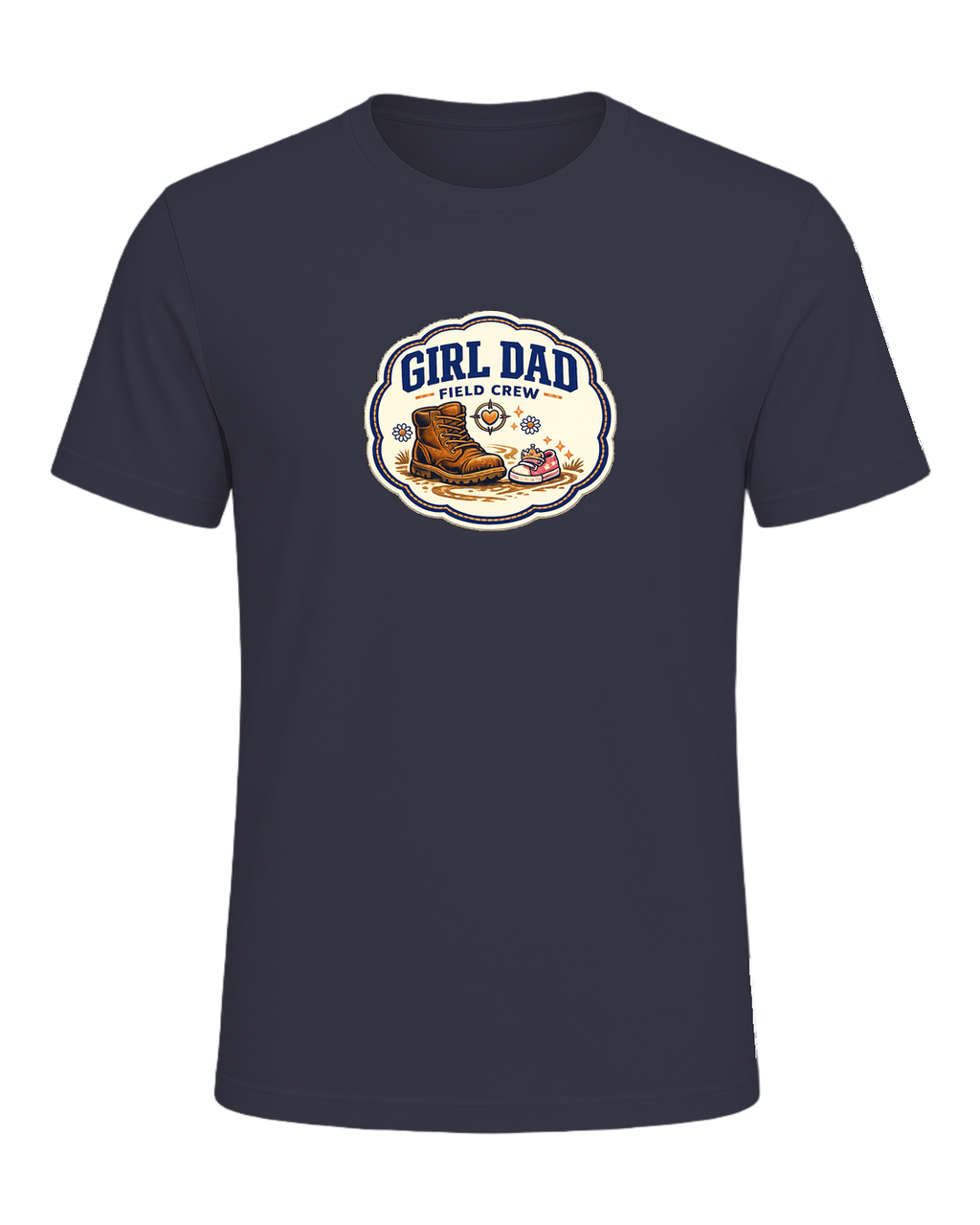 Girl Dad Field Crew Tee — Heather Midnight Navy