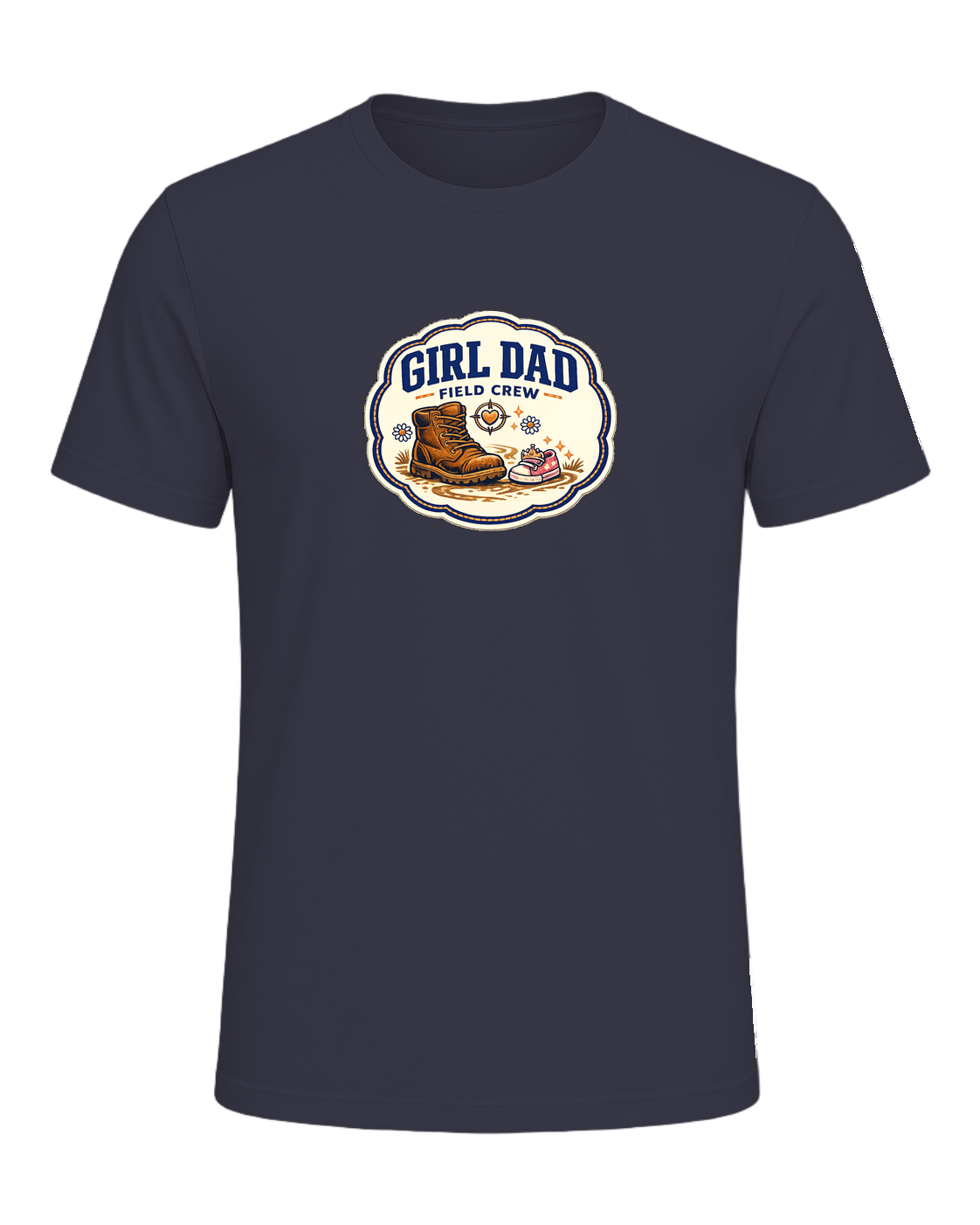 Girl Dad Field Crew Tee — Heather Midnight Navy