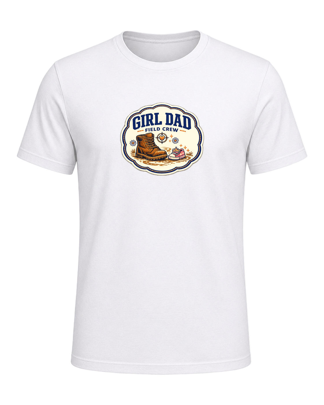 Girl Dad Field Crew Tee — White