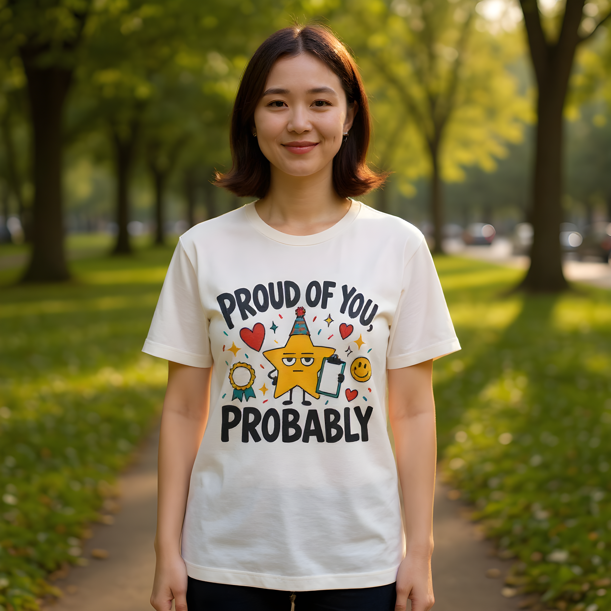 Funny Encouragement T-Shirt — Proud of You, Probably — t-shirt design
