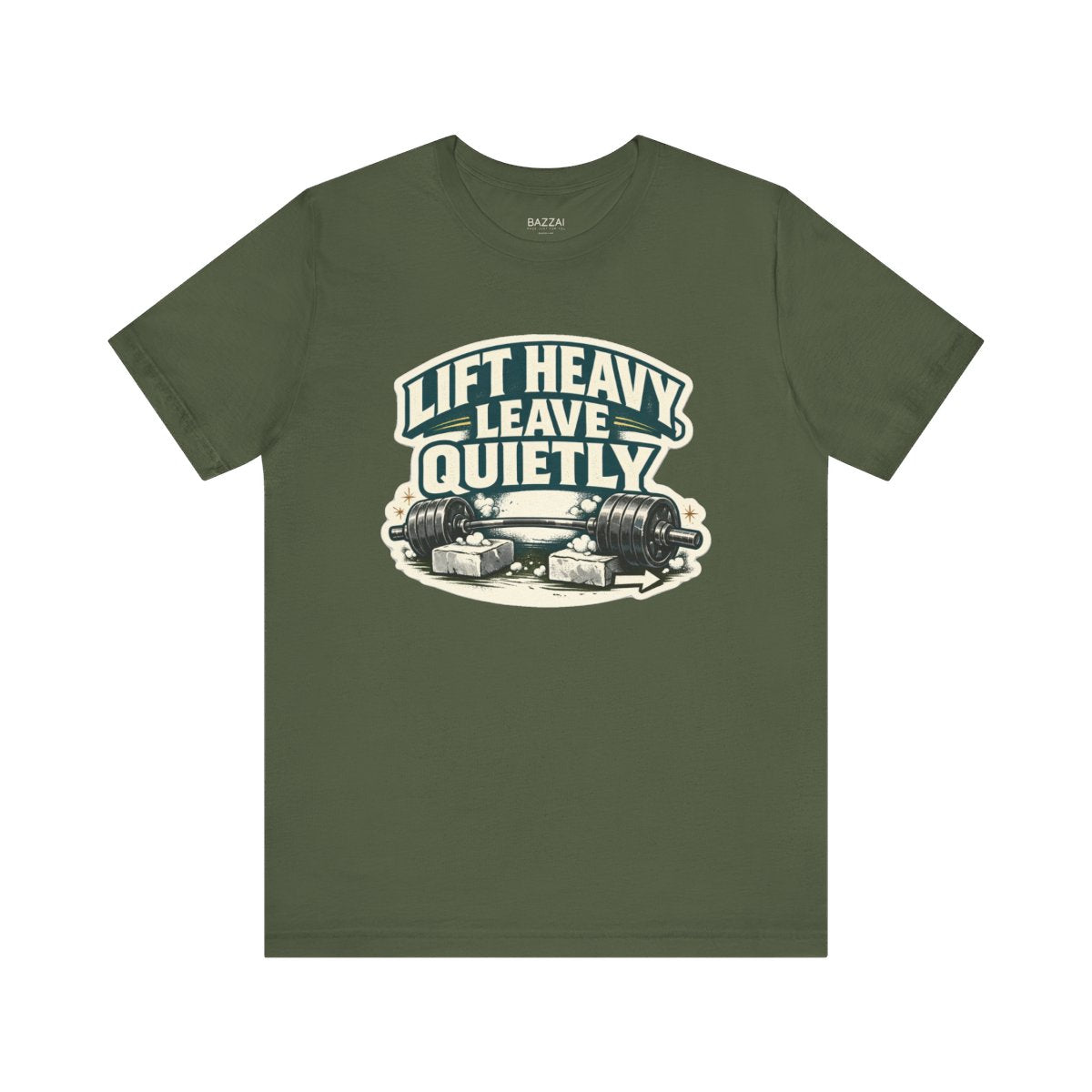 Powerlifting T-Shirt — Lift Heavy, Leave Quietly — t-shirt design by Reggie
