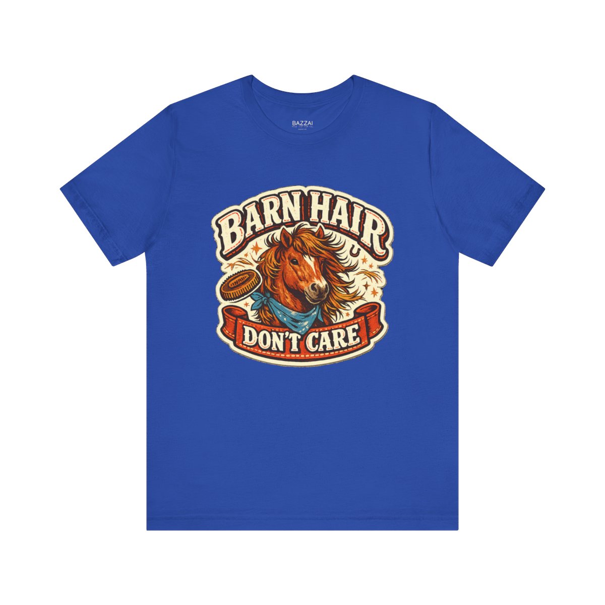 Barn Life T-Shirt — Barn Hair Don't Care — equestrian t-shirt design by June
