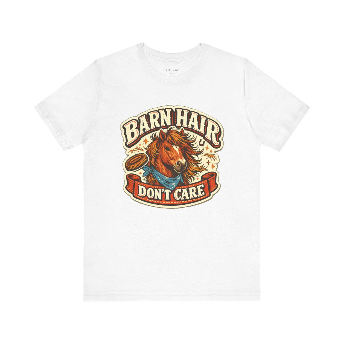 Barn Life T-Shirt — Barn Hair Don't Care — equestrian t-shirt design by June