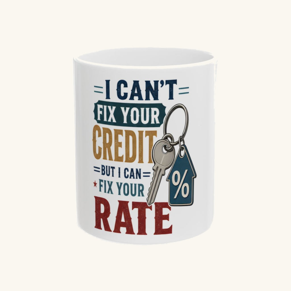 I CAN'T FIX YOUR CREDIT BUT I CAN FIX YOUR RATE Mug