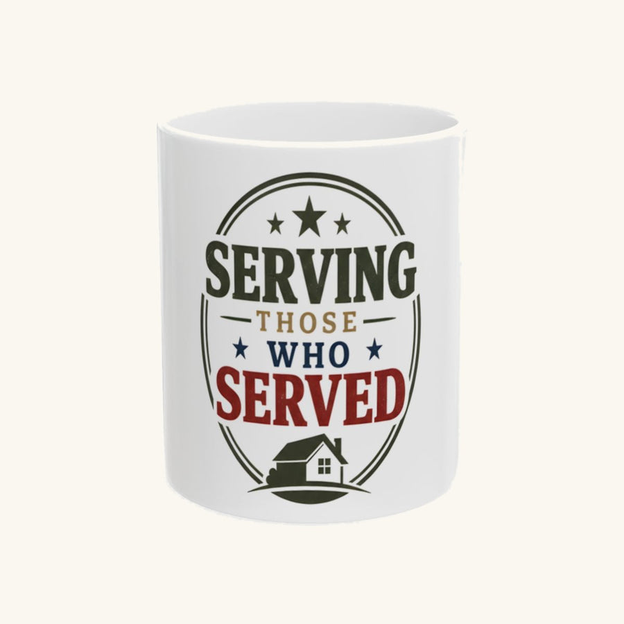 SERVING THOSE WHO SERVED - Retro Badge Mug