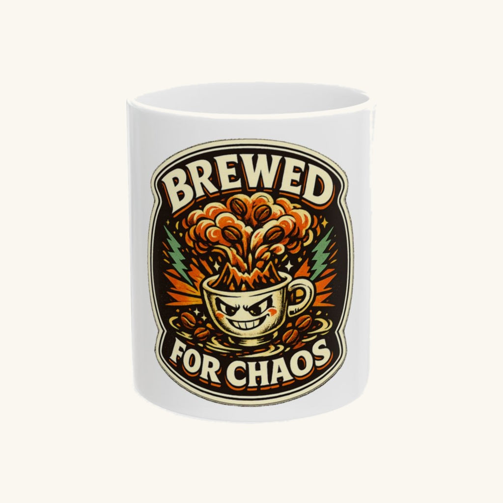 A bold retro coffee badge tee for anyone who is fully brewed for chaos. Mug