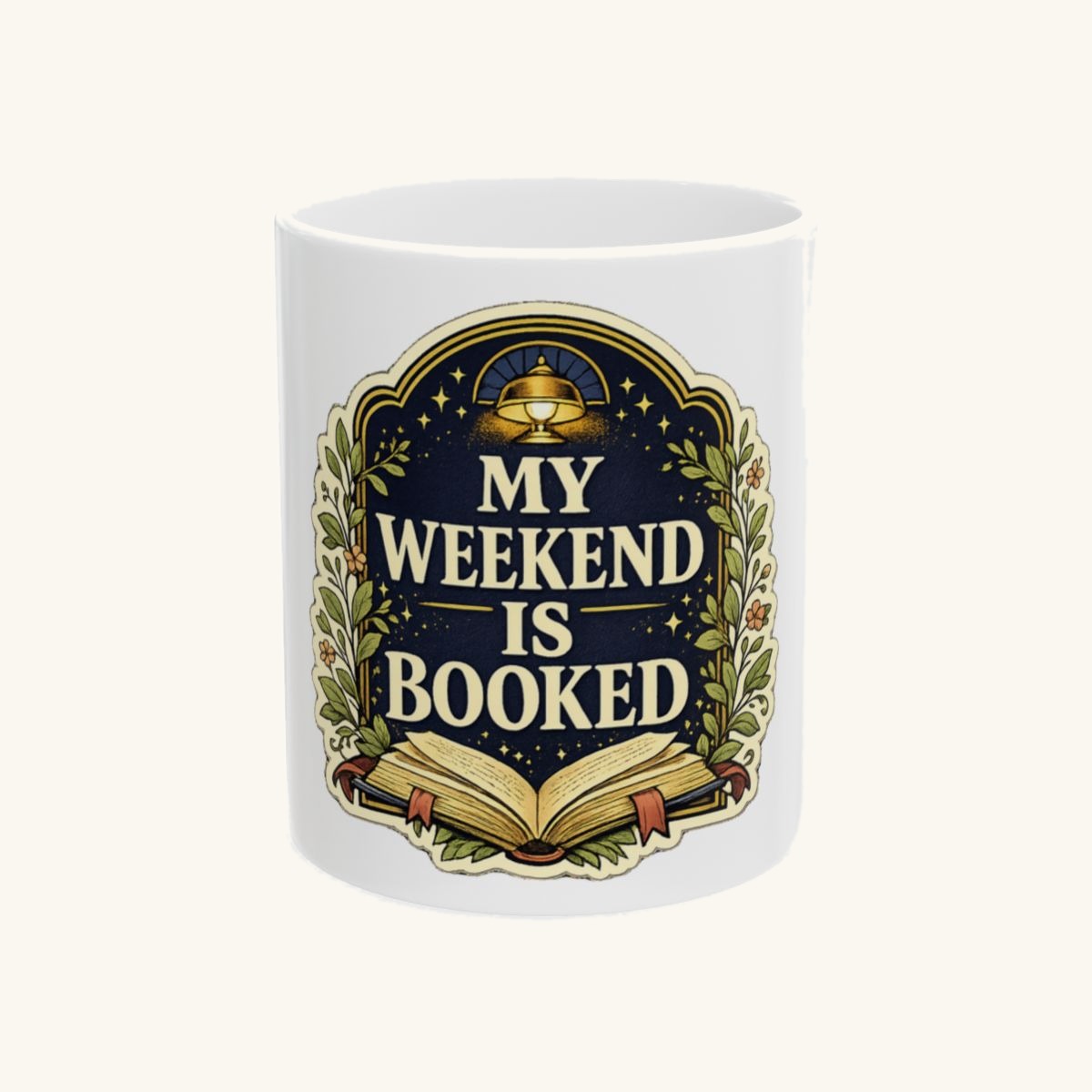A cozy vintage library tee for readers whose weekend plans are already booked. Mug