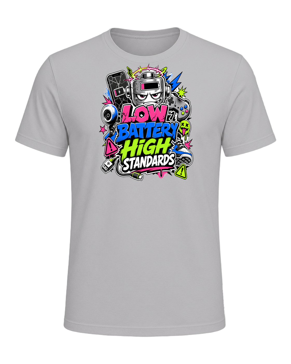 LOW BATTERY HIGH STANDARDS — Athletic Heather