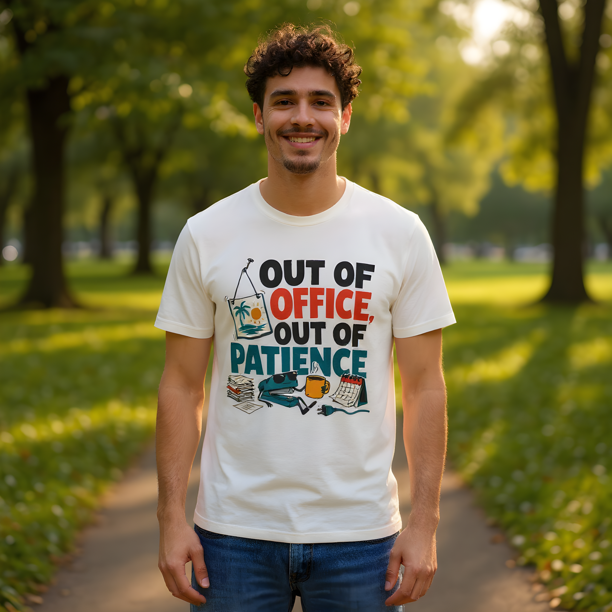 Funny Office T-Shirt — Out of Office, Out of Patience — t-shirt design