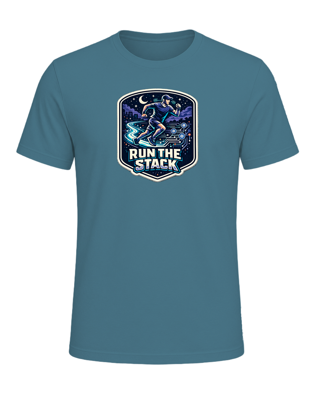Run The Stack Tee — Heather Deep Teal