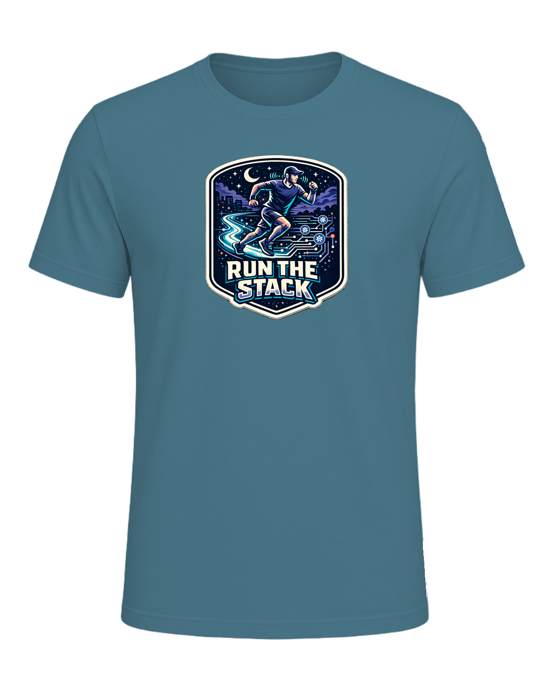 Run The Stack Tee — Heather Deep Teal