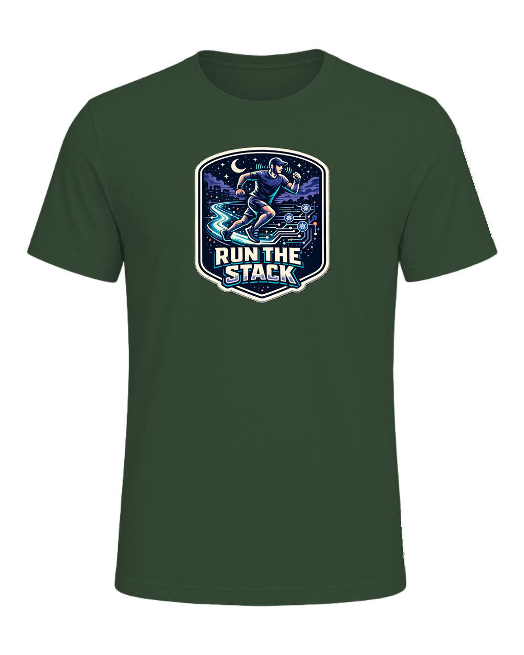 Run The Stack Tee — Heather Forest