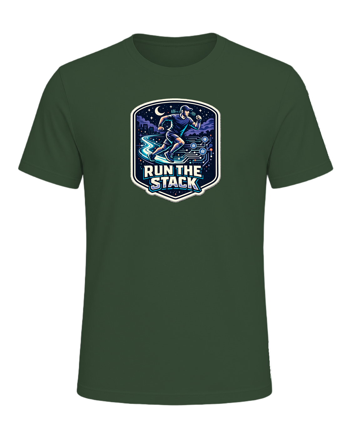 Run The Stack Tee — Heather Forest