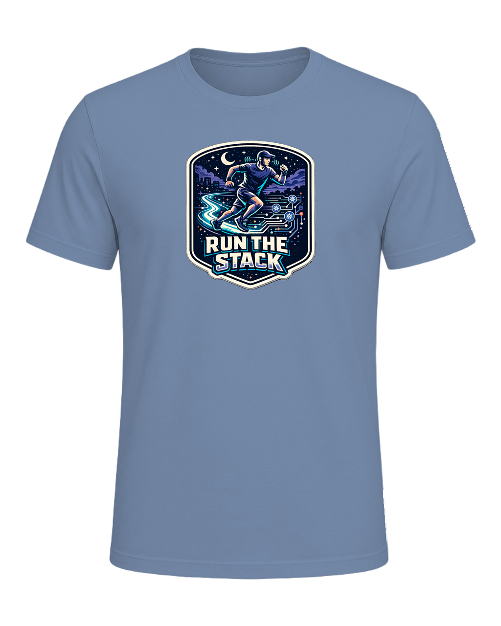 Run The Stack Tee — Steel Blue