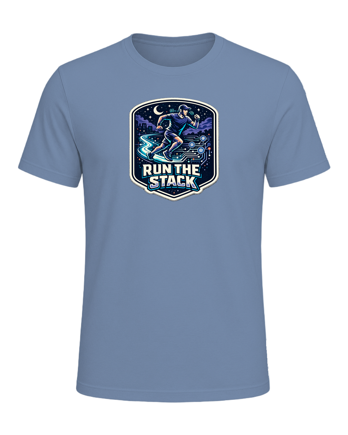 Run The Stack Tee — Steel Blue