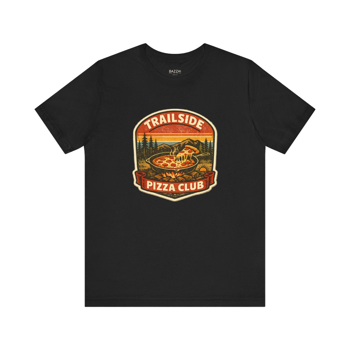 Camping Pizza Gift T-Shirt — Trailside Pizza Club — t-shirt design by Sol