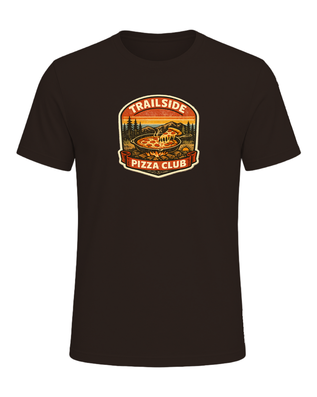 Trailside Pizza Club Tee — Brown