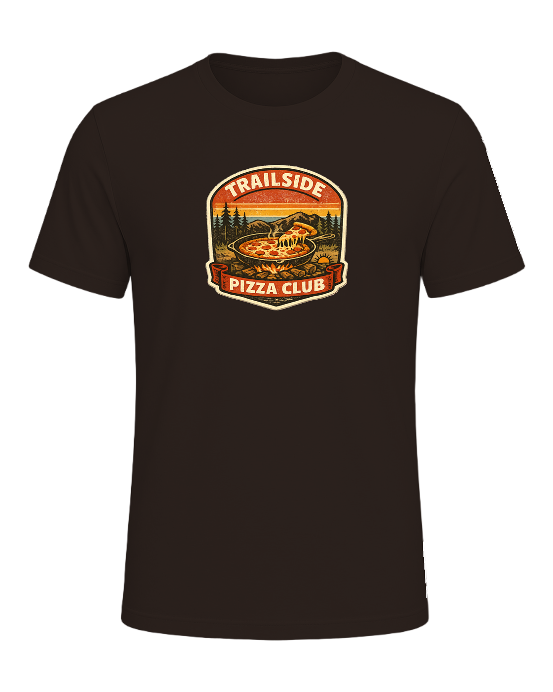 Trailside Pizza Club Tee — Brown