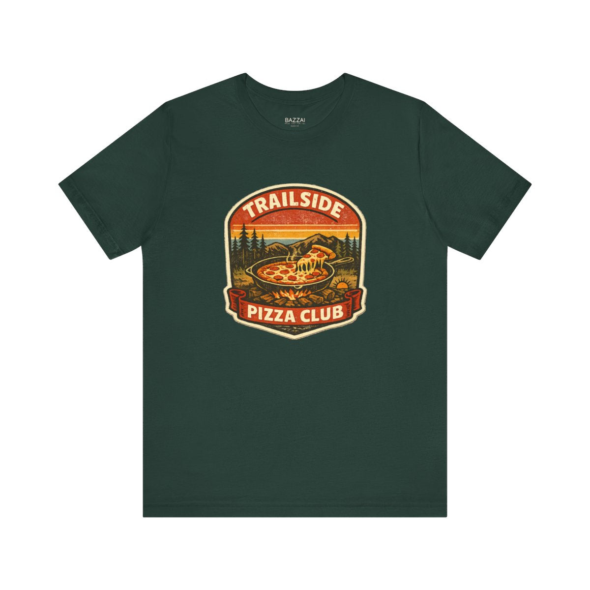 Camping Pizza Gift T-Shirt — Trailside Pizza Club — t-shirt design by Sol